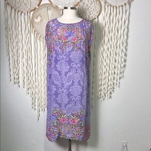 Sundance Lilac Floral Impressions Sheath Dress with Cap Sleeve Size Large